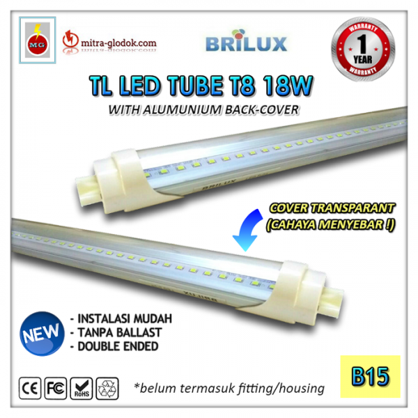 LED Neon Panjang TL T8 Tube 18W 120 cm - Aluminium Case | Brilux - High Quality
